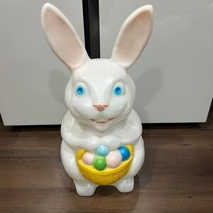 Vintage Empire Blow Mold Easter Bunny Rabbit Light Eggs Basket NO LIGHT